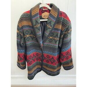 VTG WOOLRICH USA Size M Womens Wool Aztec Southwest Shawl Chore Jacket Coat XL